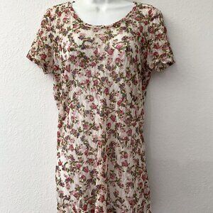 BKE FLORAL ROSE Y2K SHEER TOP